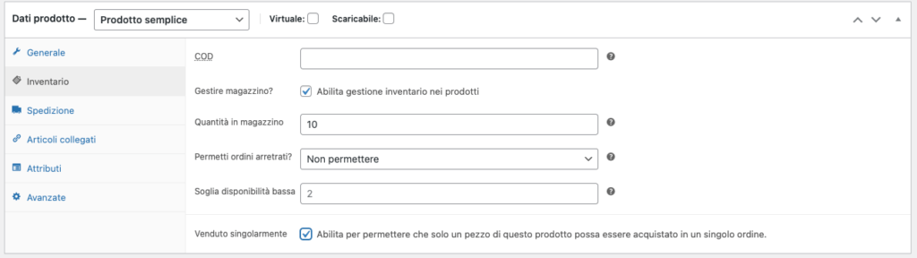 Come inserire un "prodotto semplice" in vendita nel tuo e-commerce 9 Schermata 2021 03 31 alle 15.06.14