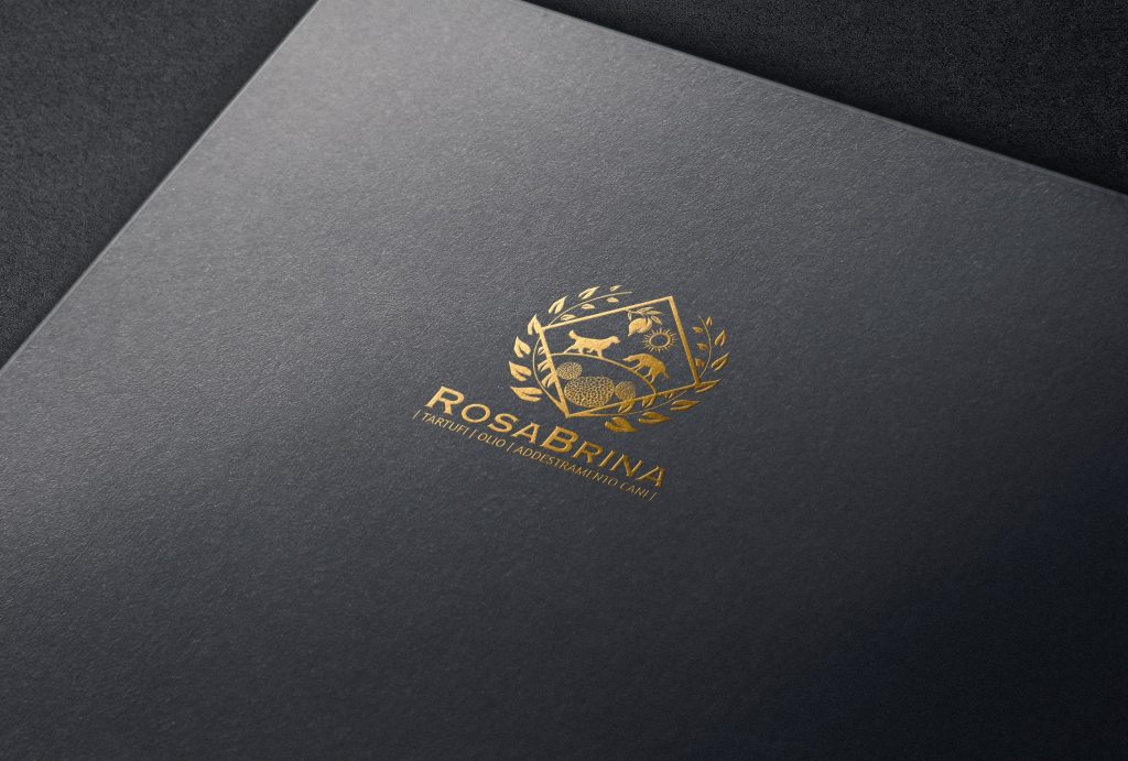 Copper Foil Stamping Logo Mockup on Black Card copia min